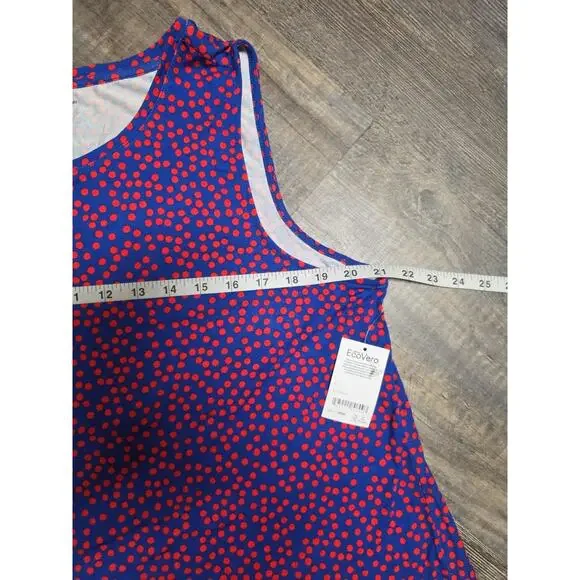Amazon Essentials Blue Red Polka Dot Sleeveless Tank Top Shirt EcoVero XL New - Picture 4 of 9